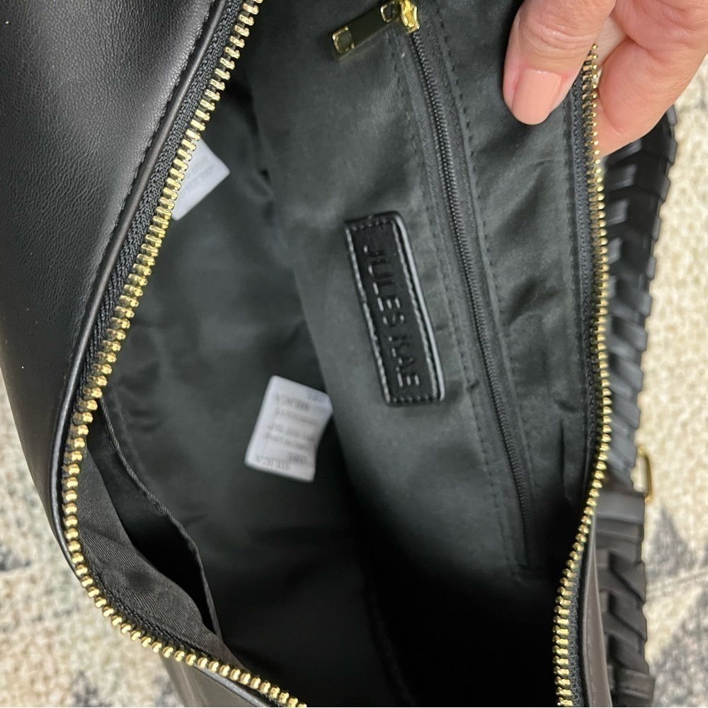 Jules Kae Zola Moon Hobo Shoulder Bag. NWT. Black Vegan Leather. Large #376 - Picture 11 of 13